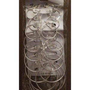 9 Pairs Punk Style Hoop Drop Earrin